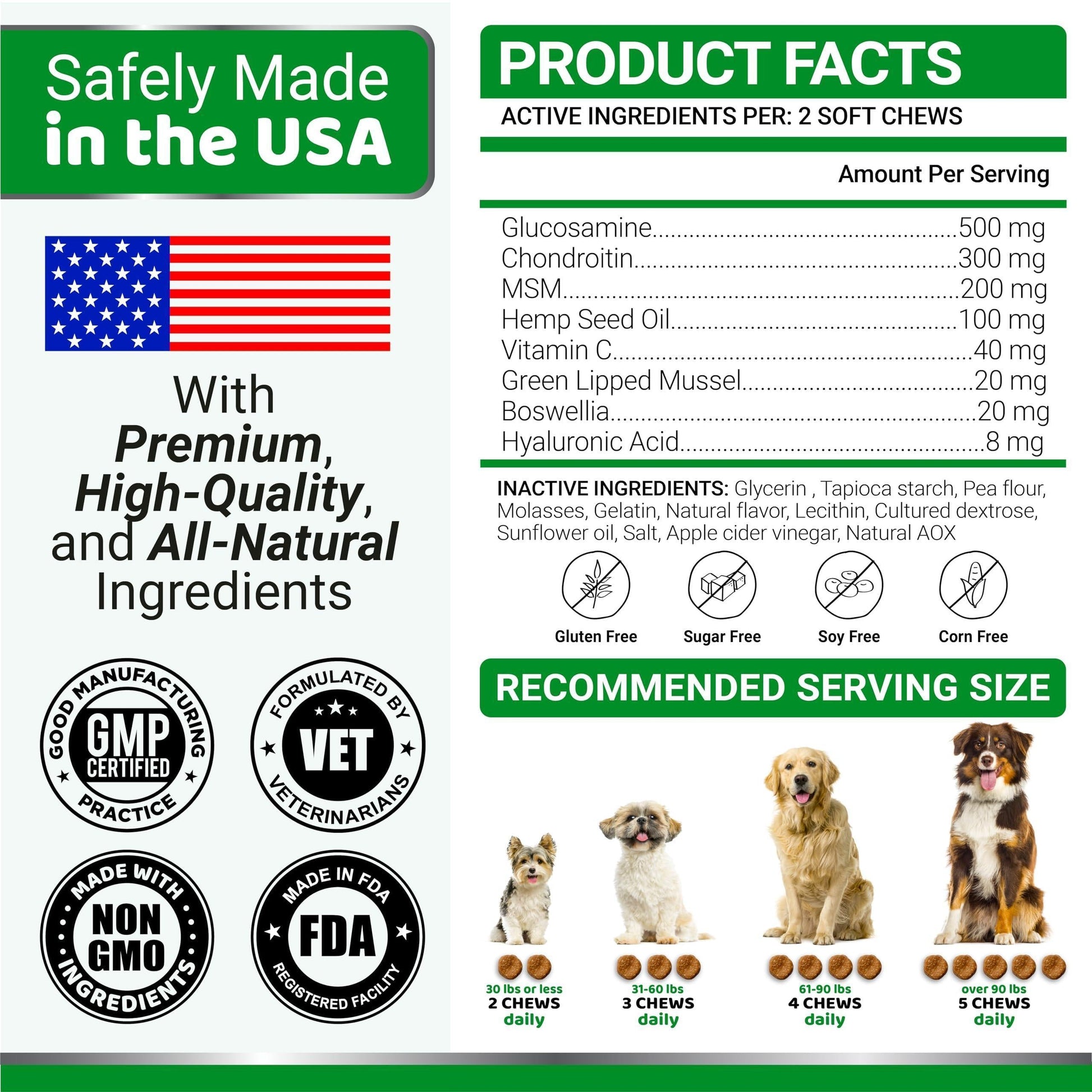 Glucosamine for Dogs Hip and Joint Supplement for Dogs 170 Chews Pain Relief